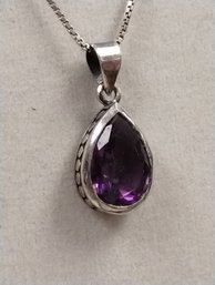 Sterling Silver And Teardrop Amethyst? Necklace