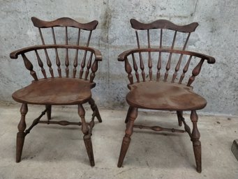 Pair Of Vintage Captain's Chairs One Seems Very Sturdy The Other Needs A Little Bit Of Tightening Up