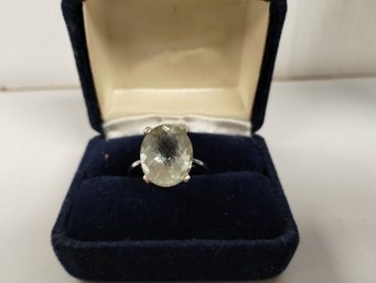 14 Kt White Gold And Green Amethyst? Ring Size 10