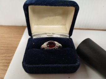 Sterling Silver And Garnet? Ring Size 9 1/2
