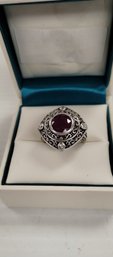 Vintage Sterling Silver And Ruby? Ring Size 7