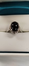 Vintage Sterling Silver And Onyx? Ring Size 6.5