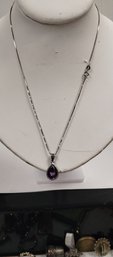 Sterling And Amethyst Necklace Stamped 925 Italy