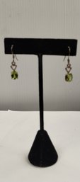 Sterling Silver And Peridot (?) Earrings