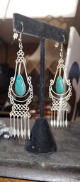 Vintage 1990s Turquoise Mexican Earrings