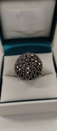 Beautiful Sterling Silver And CZ Cocktail Ring Size 8