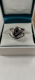 Sterling Silver Flower Ring Size 8