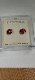 Statelysteel Swarovski Crystal Pierced Earrings