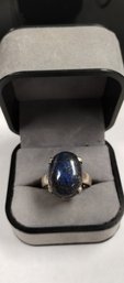 Sterling Silver And Lapis (?) Ring Size 8.5