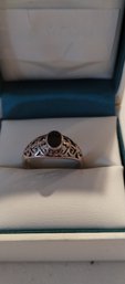 Sterling Silver And Onyx Ring Size 8.5