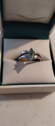 Sterling Silver And Blue Topaz (?) Ring Size 8.5