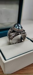 Sterling Silver And Mabe Pearl Ring Size 9