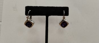 Vintage Joan Rivers Purple Stone Pierced Earrings