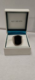 Men's Sterling Silver And Onyx Ring Size 9