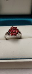 Sterling Silver And Garnet (?) Ring Size 6