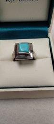 Sterling Silver And Turquoise (?) Ring Size 6