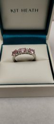 Sterling Silver And Pink Topaz (?) Ring Size 7.5
