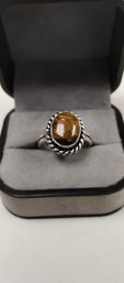 .925 Sterling Silver And Tigers Eye Ring