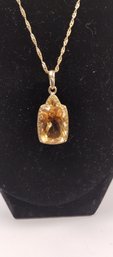 BBJ Gold Over Sterling And Citrine(?) Necklace