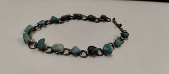 Vintage Turquoise (?) Silvertone Bracelet