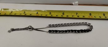 Unmarked Adjustable Black Spinel (?) Bracelet