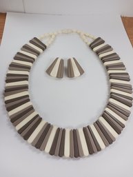 Tan Necklace And Earrings