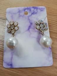 Vintage Pearl And Opal Earrings,  .925