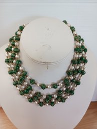 Vintage Green Multi Strand Necklace