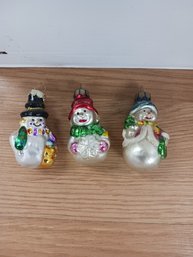 Vintage Glass Snowmen Ornament Lot