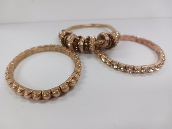 Set Of 3 Gold Tone Bracelets