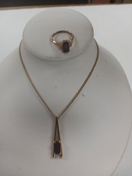 Avon Purple Necklace And Ring