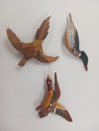 Vintage Wooden Duck And Pheasant Pins