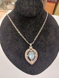 Avon Aquamarine Color Stone Necklace