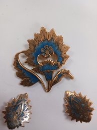 Vintage MMA Flower Pin/ Pendant And Earrings 1985