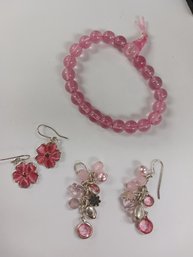Fun Pink Bracelet, Earrings
