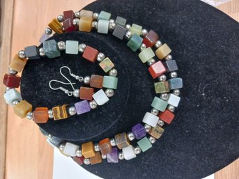 Stone Necklace, Bracelet, Earrings