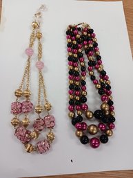 Pink And Gold Necklace Lot