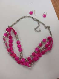 Pink Necklace And Earrings