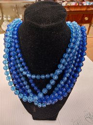 Vintage Beautiful Blue 6 Strand Necklace
