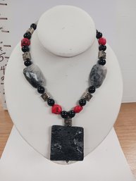 Stunning Heavy Stone And Bead Necklace