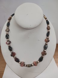 Pink And Gray Stone Necklace