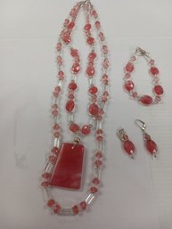 Fabulous Pink Necklace/ Bracelet/ Earrings