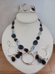 Blue/ Brown Necklace/ Bracelet Earrings