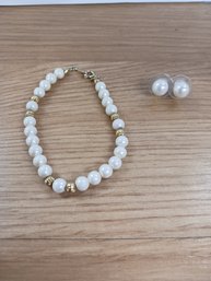 White Bracelet/ Earrings