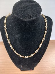 Golden Faux Pearl Necklace