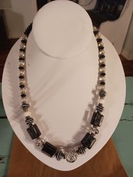 Black And Clear Glass Bead Necklace