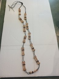 Wood Bread And Cord Necklace 1