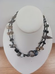 Long Glass And Bead Necklace