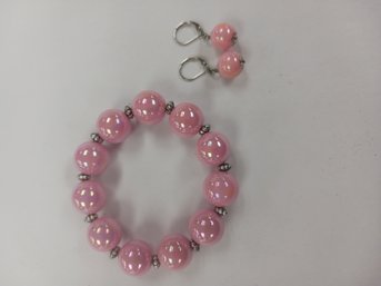 Pink Bracelet And Earrings