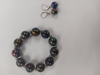 Multi Color Bracelet And Earrings